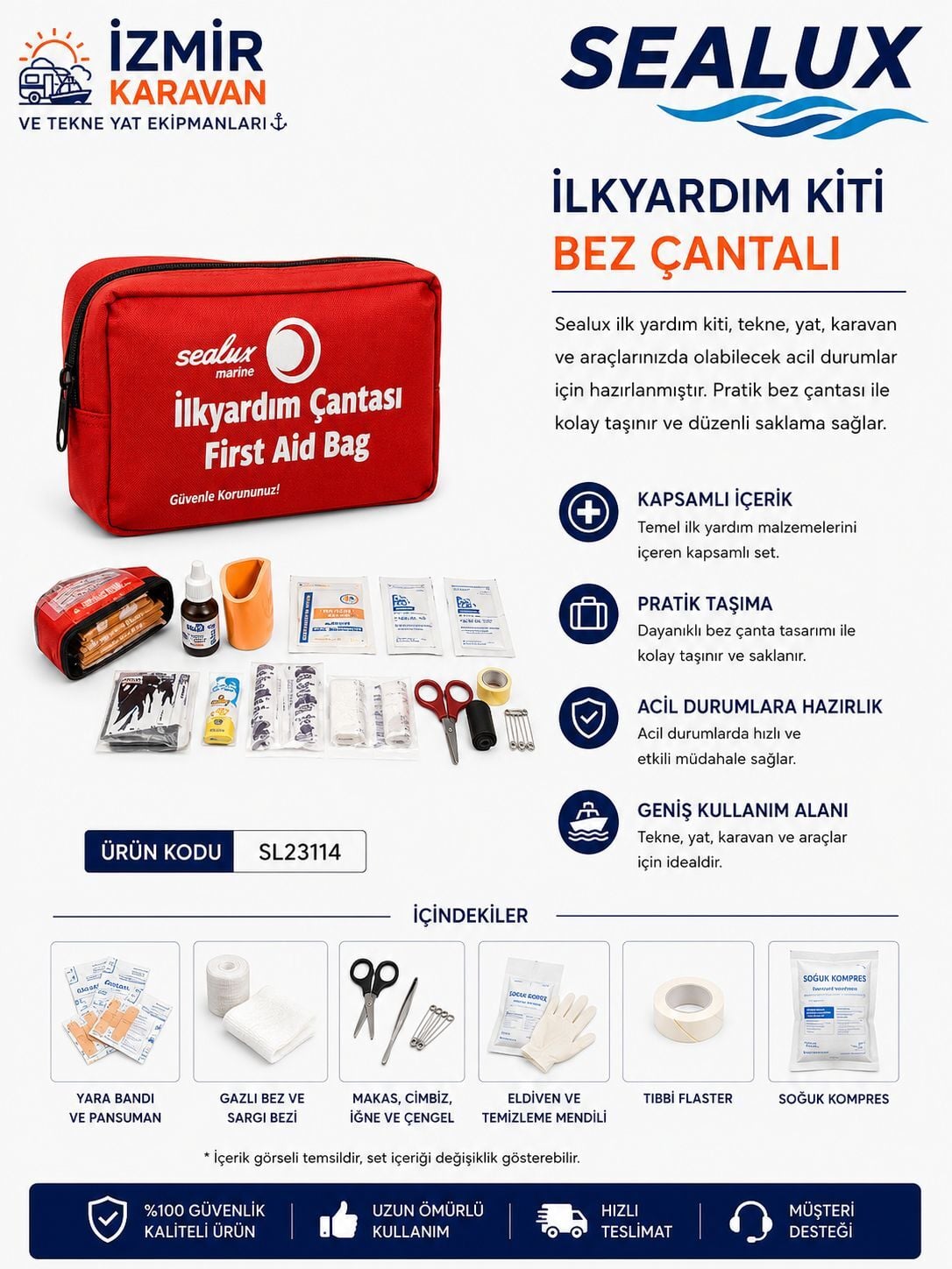 SEALUX İLK YARDIM KİTİ BEZ ÇANTALI