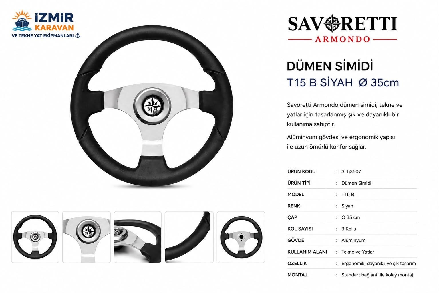 SAVORETTİ TEKNE T15B/35 DİREKSİYON DÜMEN SİMİDİ Ø35cm - SL53507