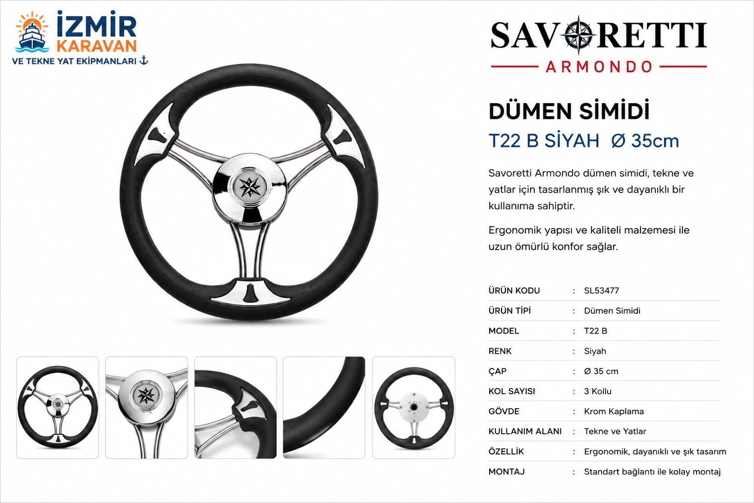 SAVORETTİ TEKNE T22B/35 DİREKSİYON DÜMEN SİMİDİ Ø35cm
