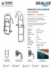 SEALUX KATLANIR TEKNE MERDİVENİ 2+1 CR-Nİ TUTAMAKLI 80 CM