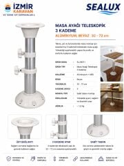 SEALUX TEKNE KARAVAN MASA AYAĞI TELESKOPİK 3 KADEME 32-72cm