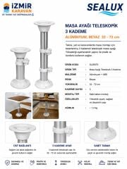 SEALUX TEKNE KARAVAN MASA AYAĞI TELESKOPİK 3 KADEME 32-72CM