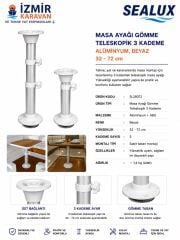 SEALUX TEKNE KARAVAN MASA AYAGI TELESKOPİK 3 KADEME GÖMME 32-72 CM