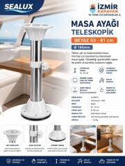 SEALUX TEKNE KARAVAN MASA AYAĞI TELESKOPİK BEYAZ 51-81cm